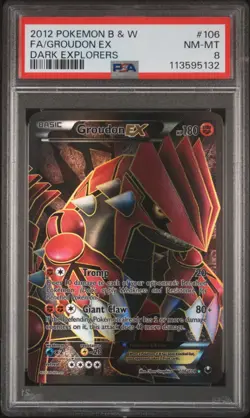 2012 POKEMON B&W DARK EXPLORERS #106 FULL ART/GROUDON EX PSA 8 - Image 1