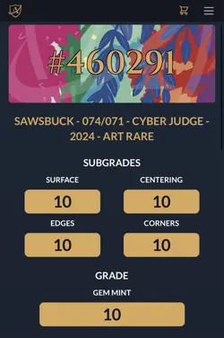 ACE 10 Sawsbuck AR 074/071 SV5M Cyber Judge Pokemon Japanese Matching Label - Image 2