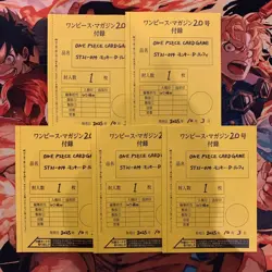 Set of 5 Monkey D Luffy SR ST21-014 Promo ONE PIECE Magazine Card Only Japanese - Image 1