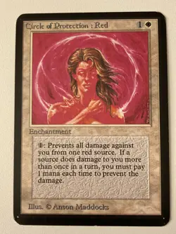 Magic the Gathering MTG Alpha CIRCLE OF PROTECTION: RED NM (Beta Bob) - Image 1