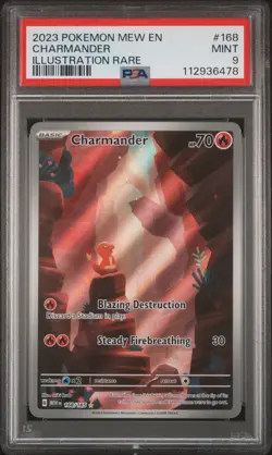 2023 POKEMON MEW EN-151 ILLUSTRATION RARE #168 CHARMANDER PSA 9 - Image 1
