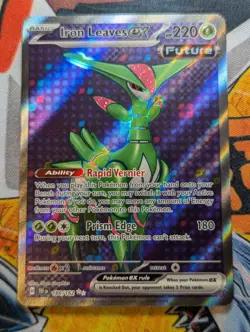 Pokemon Temporal Forces TEF Iron Leaves EX Ultra Rare Full Art 186/162 Holo NM - Image 1