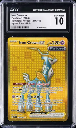2024 POKEMON TEMPORAL FORCES HYPER RARE #216 IRON CROWN EX CGC 10 GEM MINT - Image 1