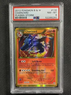 Pokemon Cards PSA 8 NM-MT Charizard Plasma Storm Holo Black & White 2012 136/135 - Image 1