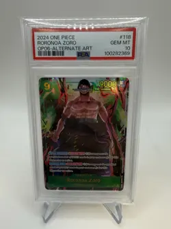One Piece Card Roronoa Zoro Alt Art OP06-118 Wings of the Captain PSA 10 ENGLISH - Image 1