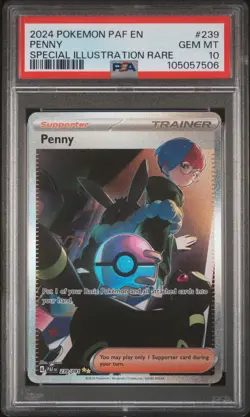 2024 POKEMON PAF EN-PALDEAN FATES SPECIAL ILLUSTRATION RARE #239 PENNY PSA 10 - Image 1