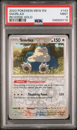 PSA 9 MINT Snorlax 143/165 Reverse Holo Pokemon Scarlet & Violet 151 English - Image 1