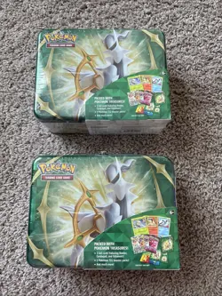 Pokemon TCG Arceus Spring 2022 Collector Chest Lunchbox Tin Lot of 2 Sealed - Image 1