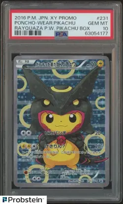 2016 Pokemon JPN XY Promo Rayquaza Poncho Wear Pikachu #231 PSA 10 GEM MINT - Image 1