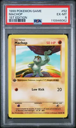 1999 POKEMON BASE SET 1ST EDITION #52 MACHOP PSA 6 - Image 1
