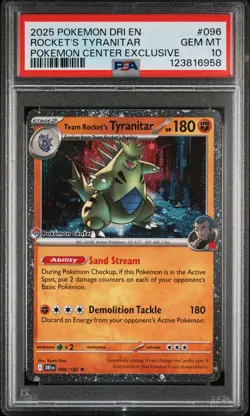 2025 POKEMON DRI EN-DESTINED RIVALS #096 TEAM ROCKET'S TYRANITAR PSA 10 - Image 1