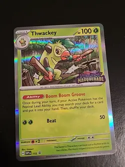 Thwackey SVP115 Prerelease Black Star Promo Twilight Masquerade Pokemon Card NM - Image 1