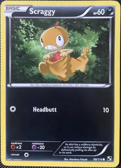 Scraggy 68/114 Black & White Regular - Pokemon Card - Image 1