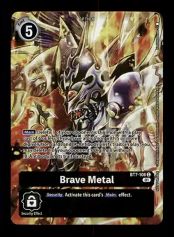 Bt7-106 Brave Metal Digimon Black Foil Trading Card TCG CCG - Image 1