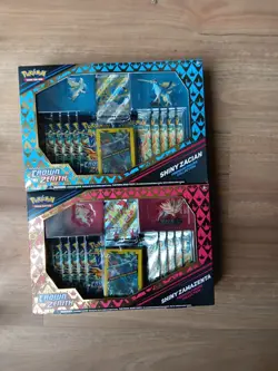 POKEMON TCG Crown Zenith Shiny Zacian and Shiny Zamazenta Figure Boxes (Pair) - Image 1