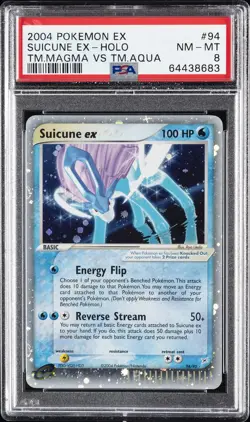 2004 POKEMON EX TEAM MAGMA VS TEAM AQUA #94 SUICUNE EX-HOLO PSA 8 - Image 1