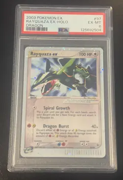 2003 Pokemon EX Rayquaza Holo PSA 6 97/97 Card - Image 1