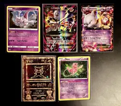 Mewtwo/Mew Pokemon TCG Collection 5 Cards WotC/XY/SM/Fates Collide/BREAKThrough - Image 1