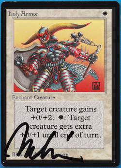 Holy Armor Beta NM White Common SIGNED MAGIC MTG CARD (ID# 504646) ABUGames - Image 1