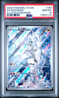2025 POKEMON JTG EN-JOURNEY TOGETHER ILLUSTRATION RARE #167 N'S RESHIRAM PSA 10 - Image 1