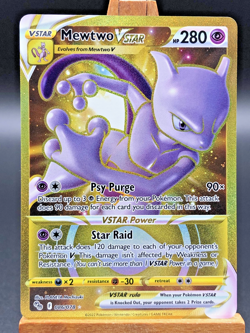 2022 Pokemon TCG Pokemon Go Mewtwo VSTAR Secret Rare Gold 086/078 NM - Image 1