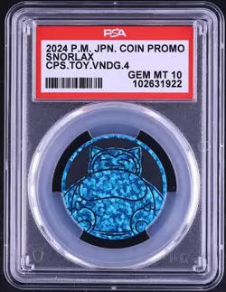 PSA 10 Snorlax Coin Promo Capsule Vending 4 Japanese 2024 Pokemon - Image 1