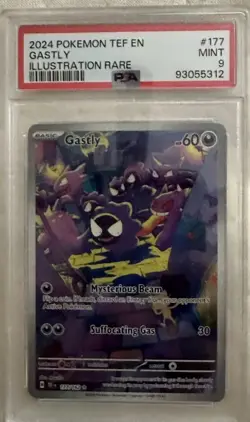 Pokemon 2024 Temporal Forces Gastly Illustration Rare Card 177/162 IR PSA 9 Mint - Image 2