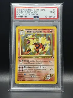 PSA 9 MINT Blaine's Arcanine 1 Gym Challenge 1st Edition Holo Pokemon Card - Image 1