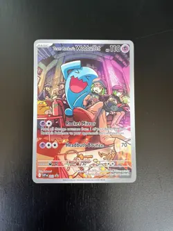 Team Rocket's Wobbuffet 203 Pokemon TCG S&V Black Star Promo Rare Holo NM - Image 1