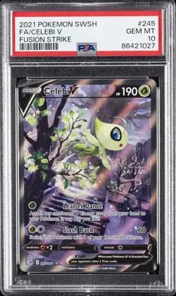2021 POKEMON SWORD & SHIELD FUSION STRIKE #245 FULL ART/CELEBI V PSA 10 - Image 1