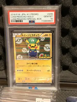 2016 POKEMON JPN XY PROMO HOLO-LUIGI PIKACHU SPECIAL BOX LUIGI PIKACHU PSA 10 - Image 1