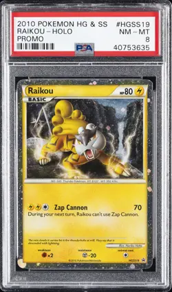 2010 POKEMON HEARTGOLD & SOULSILVER PROMO #HGSS19 RAIKOU-HOLO PSA 8 - Image 1