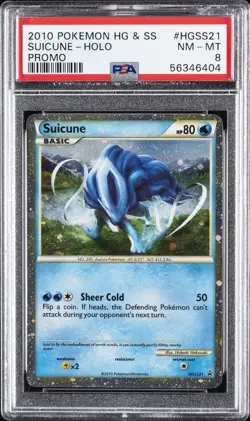 2010 POKEMON HEARTGOLD & SOULSILVER PROMO #HGSS21 SUICUNE-HOLO PSA 8 - Image 1