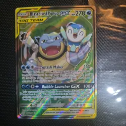 Blastoise & Piplup GX Alternate Art 215/236 Cosmic Eclipse Pokemon TCG NM - Image 1