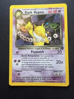 Dark Hypno 9/82 Holo Team Rocket Pokemon Card Unlimited Rare WOTC LP WITH SWIRL - Image 1