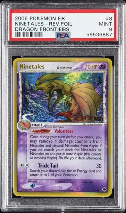 2006 POKEMON EX DRAGON FRONTIERS #8 NINETALES-REVERSE FOIL PSA 9 - Image 1