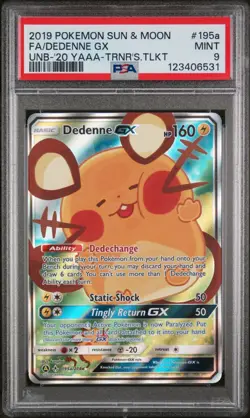 Pokemon Dedenne GX FA Unbroken Bonds Trainer’s Toolkit ’20 #195a - PSA 9 (2019) - Image 1