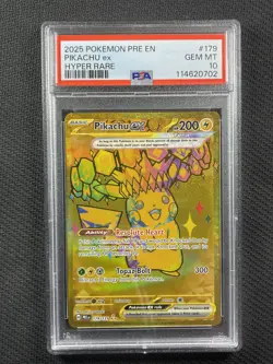 Pokemon Cards PSA 10 Pikachu Ex Prismatic Evolutions Gold S&V 2025 179/131 - Image 1