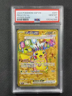 Pokemon Cards PSA 10 Pikachu Ex Surging Sparks Hyper Rare Gold S&V 2024 247/191 - Image 1