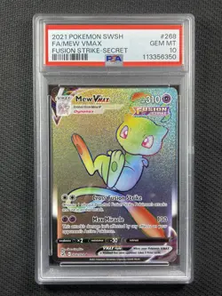 Pokemon Cards PSA 10 Mew Vmax Fusion Strike Rainbow Secret Rare Swsh 268/264 - Image 1