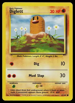 Pokemon Card - Diglett Base Set Fight Symbol Error 47/102 Common - Image 1