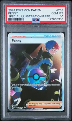 2024 POKEMON PAF EN-PALDEAN FATES SPECIAL ILLUSTRATION RARE #239 PENNY PSA 10 - Image 1