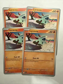 Larvesta x4 (playset) 015/086 Black Bolt (BLK en) Common NM pokemon - Image 1