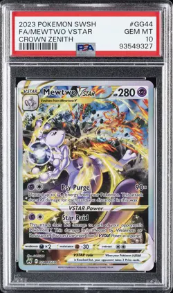 2023 POKEMON SWORD & SHIELD CROWN ZENITH #GG44 FULL ART/MEWTWO VSTAR PSA 10 - Image 1