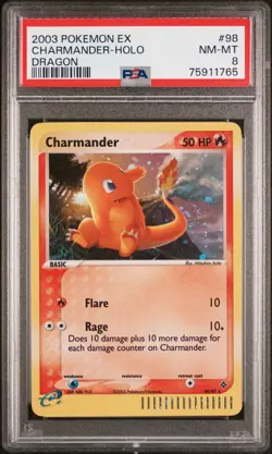 Pokemon EX Dragon 2003 Charmander 98/97 Secret Rare Holo PSA 8 - Image 1