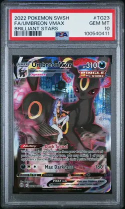 2022 POKEMON SWORD & SHIELD BRILLIANT STARS #TG23 FULL ART/UMBREON VMAX PSA 10 - Image 1