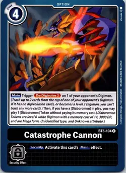 Catastrophe Cannon BT5-104 Black Rare Option Digimon CCG Card - Image 1