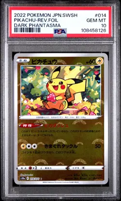 2022 POKEMON JPN SWORD & SHIELD DARK PHANTASMA #014 PIKACHU-REVERSE FOIL PSA 10 - Image 1