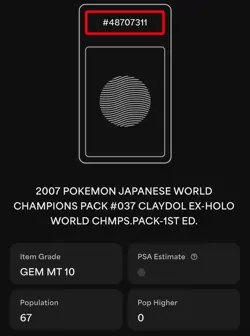 SWIRL 2007 POKEMON JAPANESE WORLD CHAMPIONS PACK CLAYDOL EX 1st Ed #037 PSA 10 - Image 3