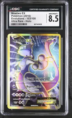 CGC 8.5 Mewtwo EX 2016 Evolutions 103/108 Ultra Rare Holo Pokemon Card - Image 1